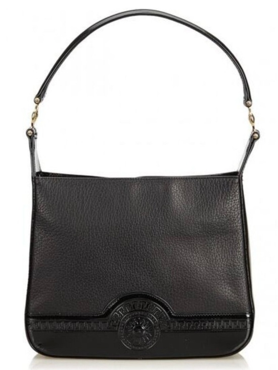 Versace Handbags - Gianni Versace Vintage Sunburst Medallion Shoulder Bag Black Leather & Patent